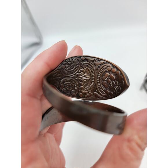 Napkin Rings Copper *Look* Bent Spoon Style Bohemian Boho Home Decor Dining - Picture 5 of 6